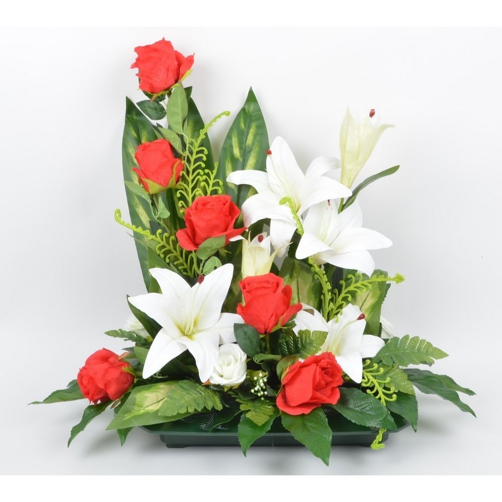 jardinière fleurs artificiel rose/ œillets
